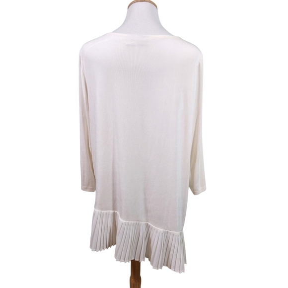 Chico's Travelers Elegant Cream Chiffon Pleated Hem Top, Sz XXL - Picture 3 of 9